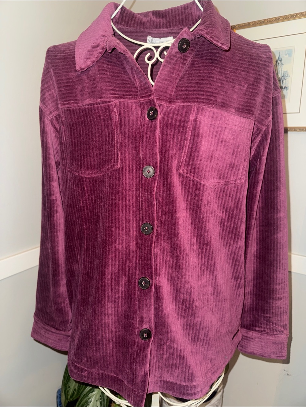 Carve Designs Hudson Stretch Cord Shacket - Berry Plum NWT!